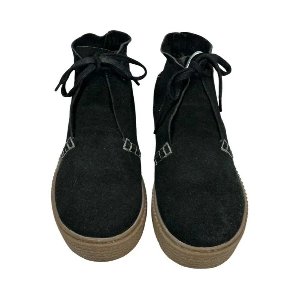 Free People Black Suede Leather Boho Chukka Sneaker Booties Women’s Size 39